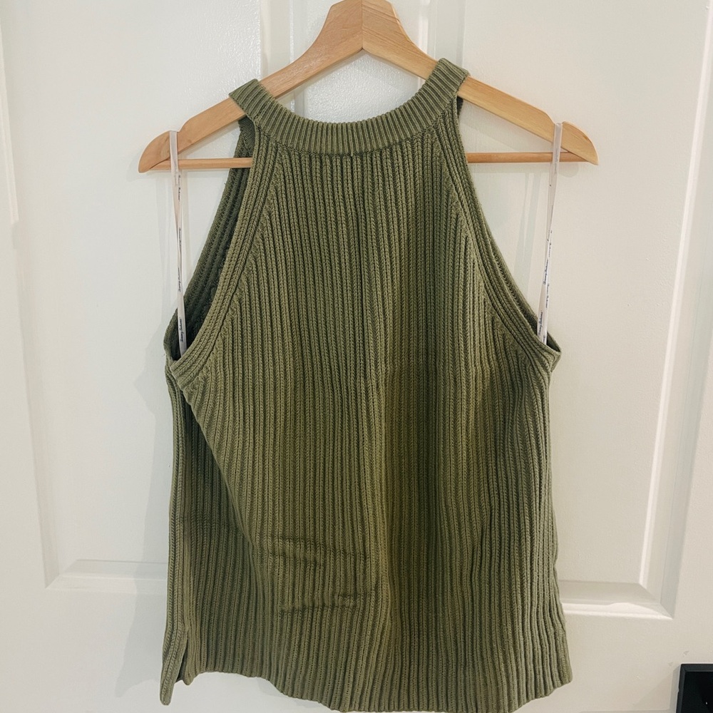 Olive Green Ribbed Tank Top - Picture 2 of 3